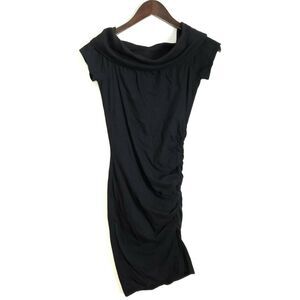 PAM & GELA off the shoulder bodycon ruched LBD little black dress Sz P / XS NEW